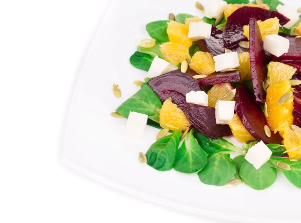 Beet salad with feta cheese and orange. — Stock Photo, Image