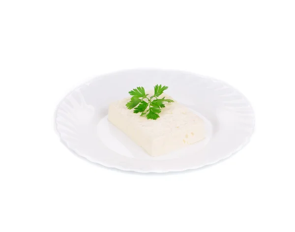 Tofu with parsley on a plate. — Stock Photo, Image