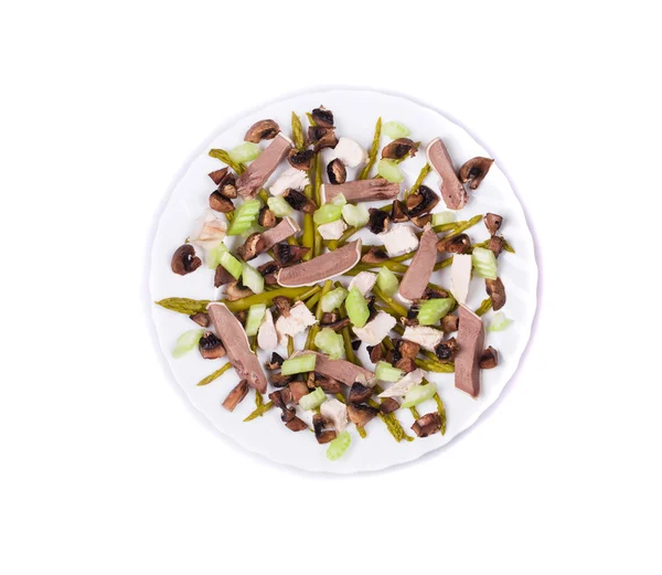 Vlees salade met paddestoelen. — Stockfoto