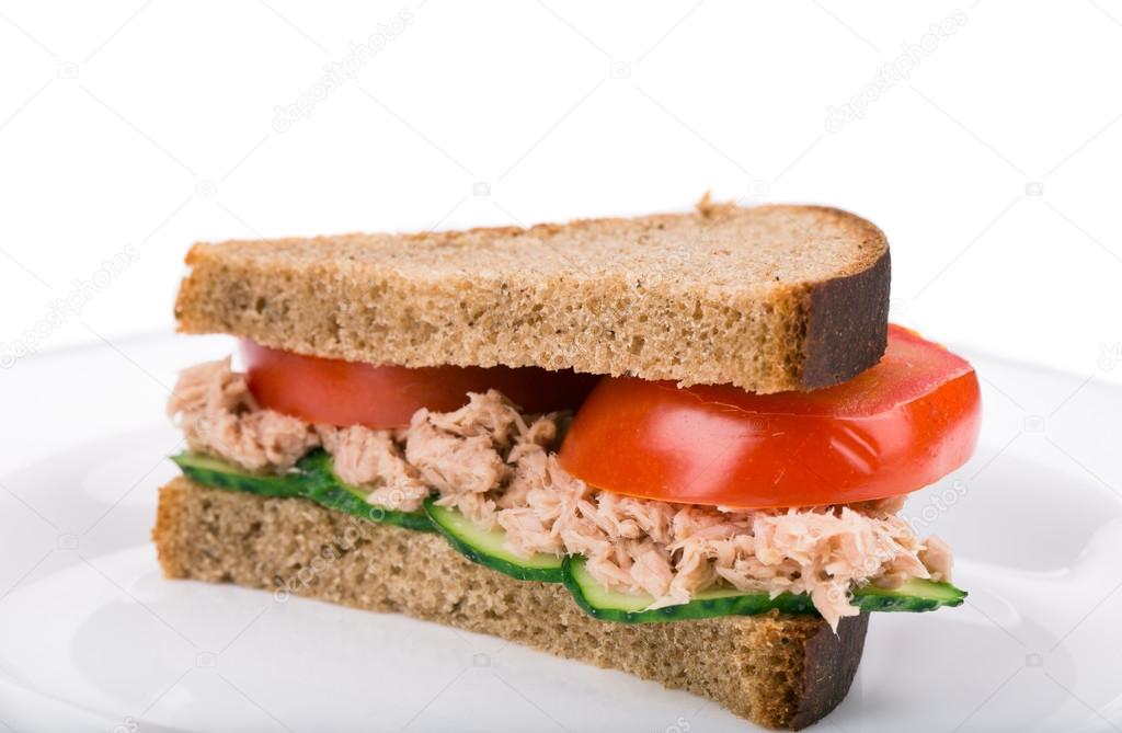 Close up of tuna sandwich.
