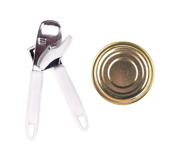 Can and opener close up. — Stock Photo, Image