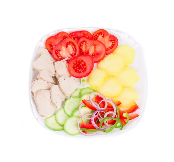 Chicken salad with potatoes and zucchini. — Stock Photo, Image