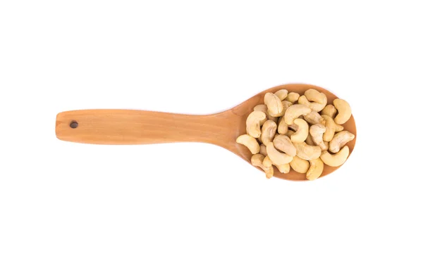Cashew nuts in wooden spoon. — Stock Photo, Image