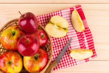 Fresh red apples in basket