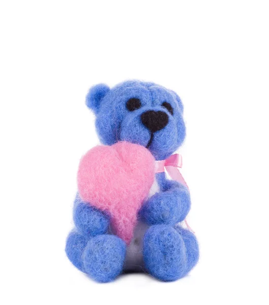 Soft toy teddy with heart. — Stock Photo, Image