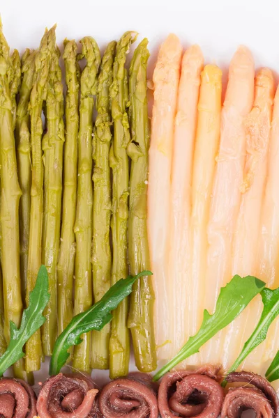 Asparagus salad with anchovies. — Stock Photo, Image