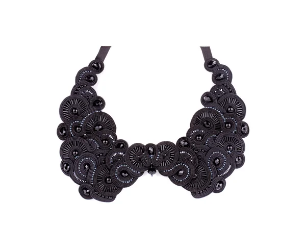 Beautiful handmade black necklace. — Stock Photo, Image