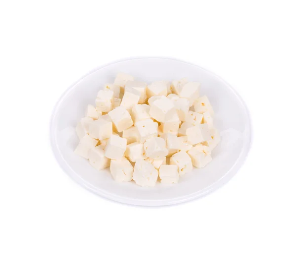 Tofu cheese on white plate. — Stock Photo, Image