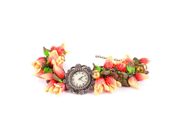 Armband met bloem en horloge. — Stockfoto