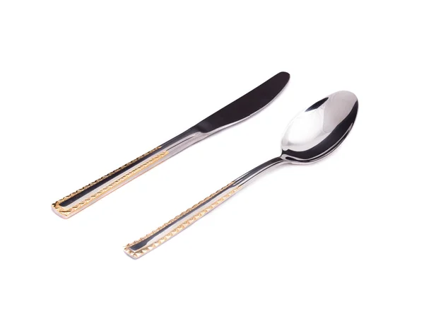 Silver spoon and knife. — Stock Photo, Image