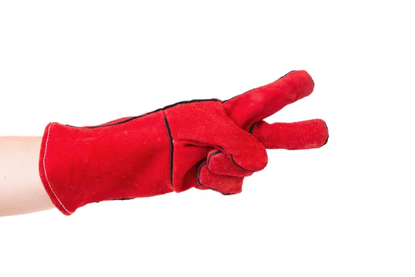 Two fingers in red glove. — Stock Photo, Image