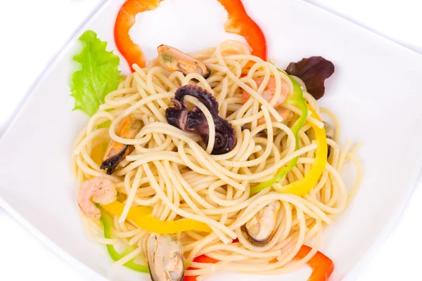 Pasta with seafood. — Stock Photo, Image