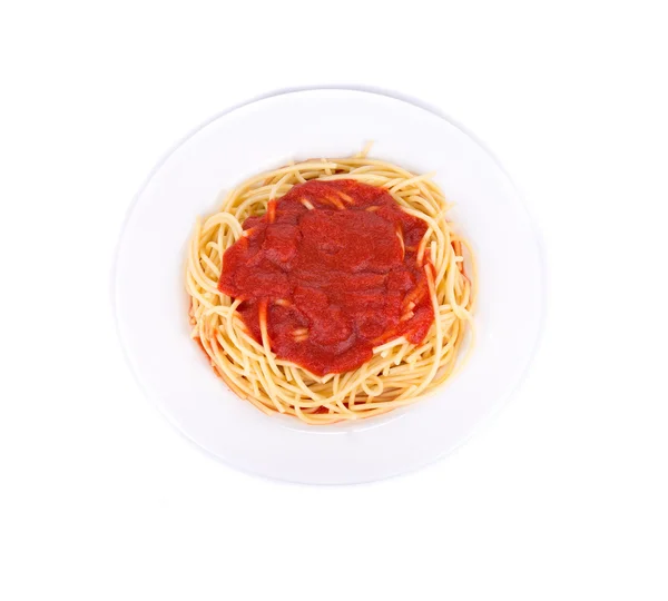 Makaron z sosem pomidorowym. — Zdjęcie stockowe