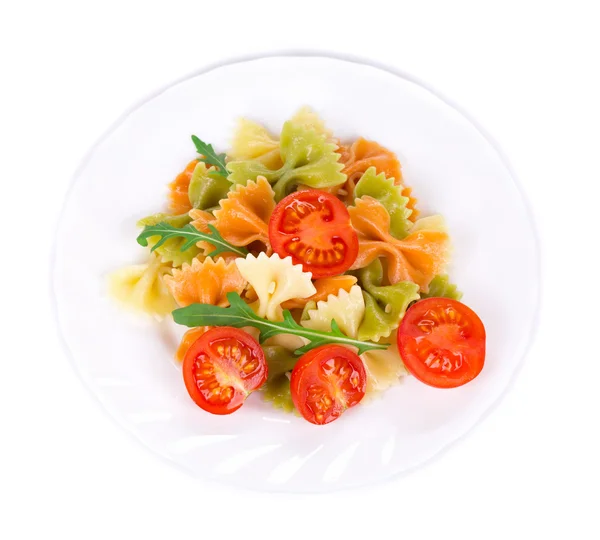 Pasta con rúcula y tomates . — Foto de Stock