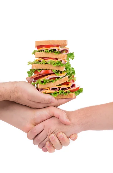 Hand holding fresh sandwich. — Stock Photo, Image