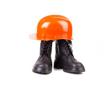 kask ve iş boots.