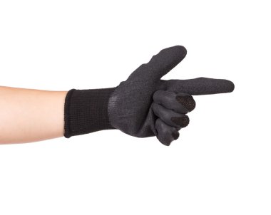 eldivenli elini parmağını gösterilen.