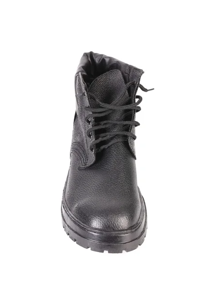 Black leather boot. — Stock Photo, Image