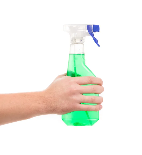 Hand hält Sprühflasche. — Stockfoto