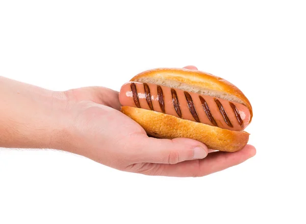 Hot dog in mano . — Foto Stock