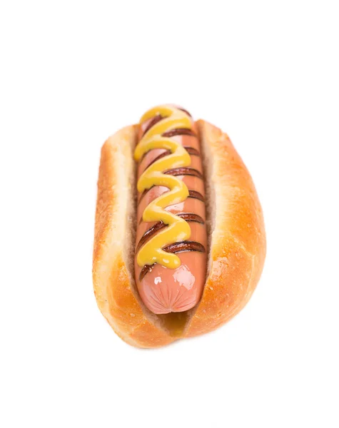 Hot Dog mit Senf. — Stockfoto