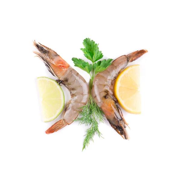Raw shrimps on plate. — Stock Photo, Image
