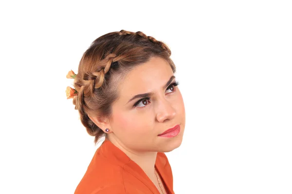 Chica con trenza gruesa . —  Fotos de Stock