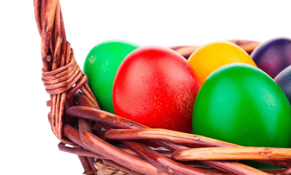 Fragment of easter eggs in a basket. — Stock Photo, Image