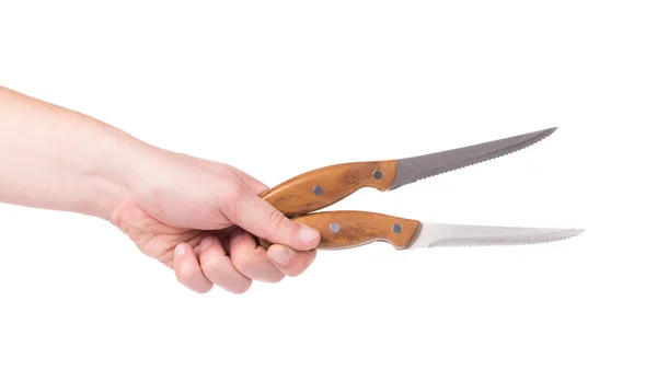 Hand holds two knifes. — Stock Photo, Image