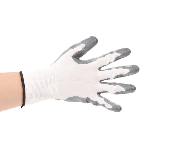 Hand in glove showing five — Stock Photo, Image
