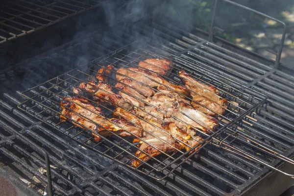 Grilled meat in special fixture. — Stock Photo, Image