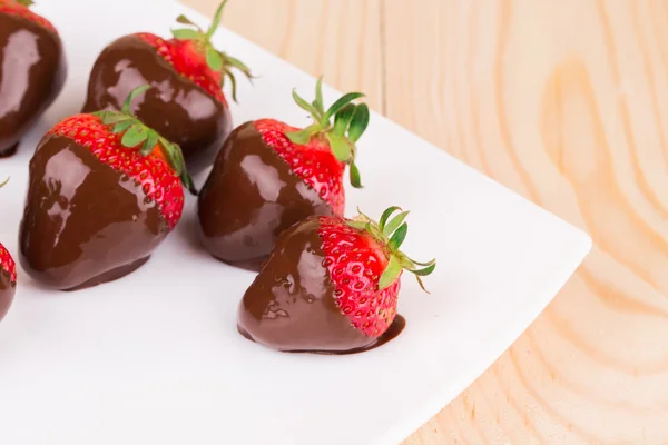 Strawberries in chocolate — Stock Photo, Image