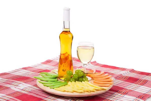 Witte wijn en kaas — Stockfoto