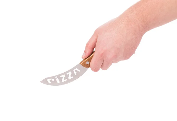 El pizza bıçağı tutan. — Stok fotoğraf