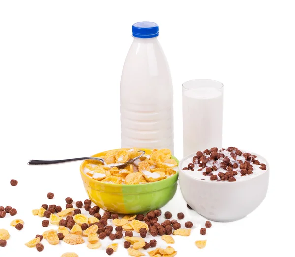 Cornflakes mit Milch. — Stockfoto