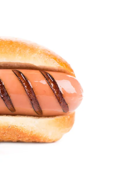 Hotdog com rolo de salsicha grelhada — Fotografia de Stock