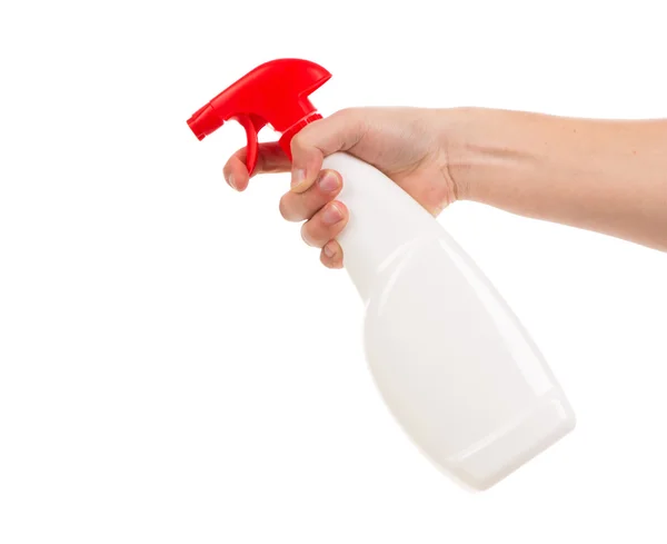 Hand hält Sprühflasche. — Stockfoto