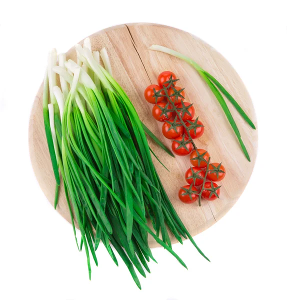 Onions and cherry tomatoes — Stock Photo, Image