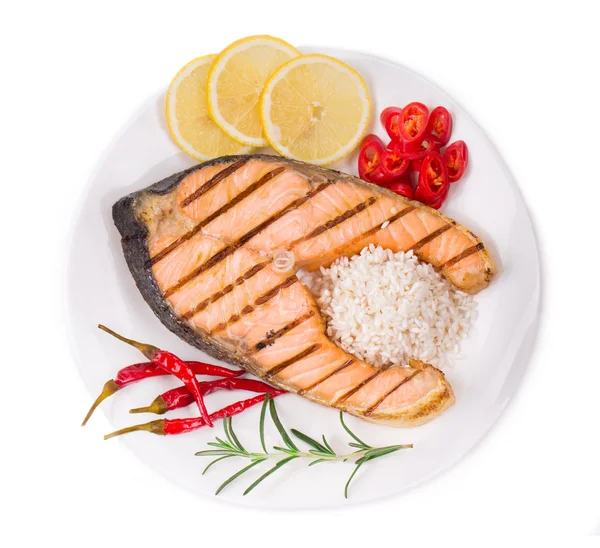 Fried salmon fillet — Stock Photo, Image