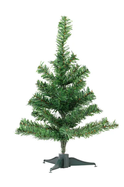 Künstlicher Weihnachtsbaum Nicht Geschmückt Vereinzelt Auf Weißem Hintergrund Nahaufnahme — Stockfoto