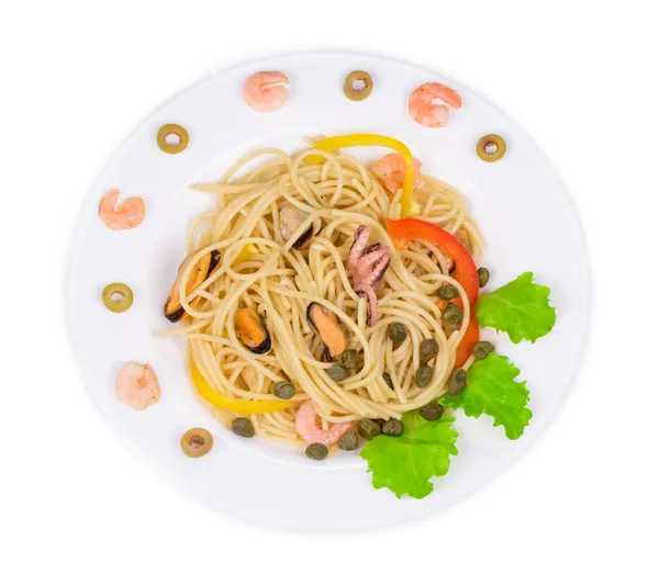 Tasty italian pasta with seafood — Stock Photo, Image