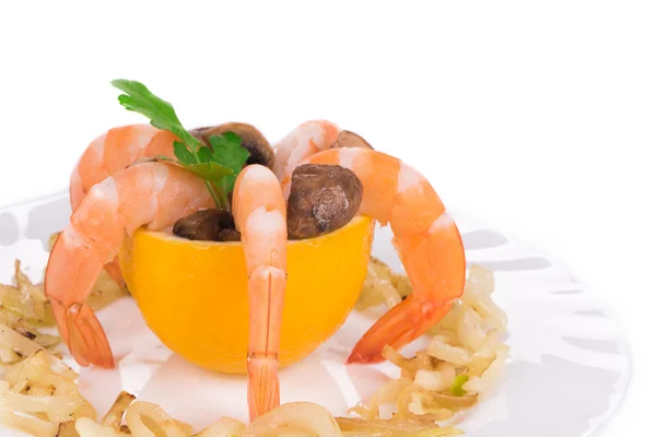 Shrimp salad with mushrooms. — Stock Photo, Image