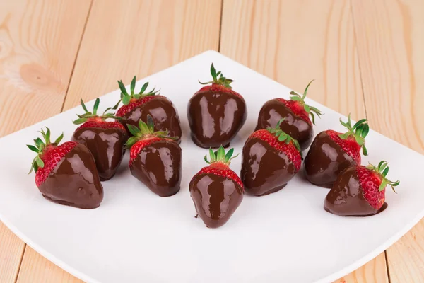 Strawberries in chocolate — Stock Photo, Image