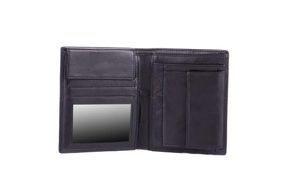 Black leather wallet. — Stock Photo, Image