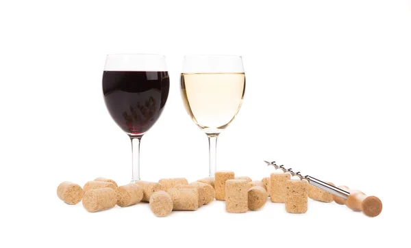 Wine glasses and corkscrew. — Stock Photo, Image