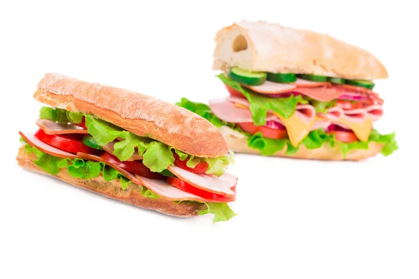 Sandwiches with ham and tomato — Stock Photo, Image
