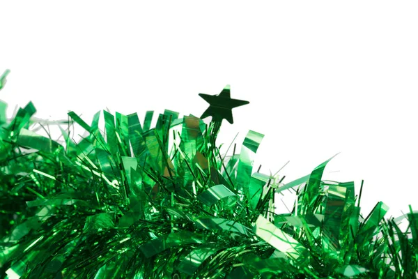 Bracciale Natale Verde Con Stelle Trova Una Superficie Bianca Primo — Foto Stock