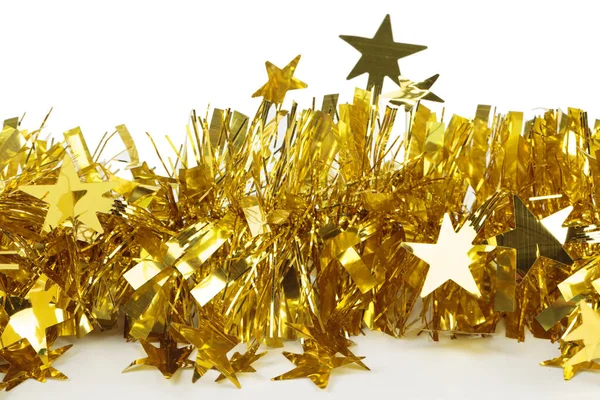 Enfeite Natal Dourado Com Estrelas Ele Está Localizado Uma Superfície — Fotografia de Stock