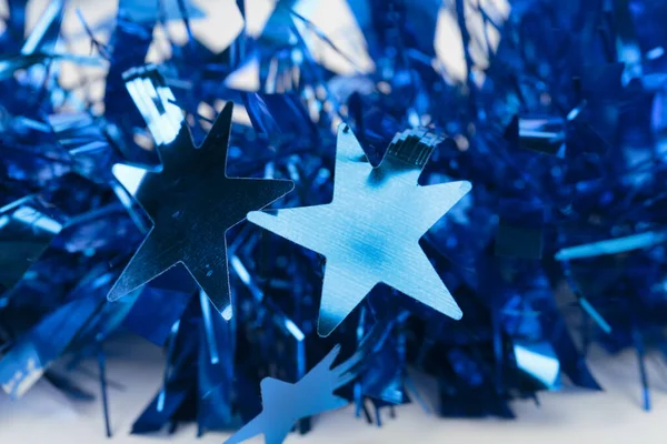 Enfeite Natal Azul Com Estrelas Ocupa Toda Superfície Imagem Close Imagem De Stock