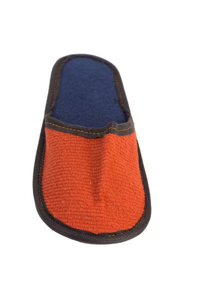 Las Zapatillas Hechas Fieltro Tienen Color Azul Naranja Aislado Sobre — Foto de Stock